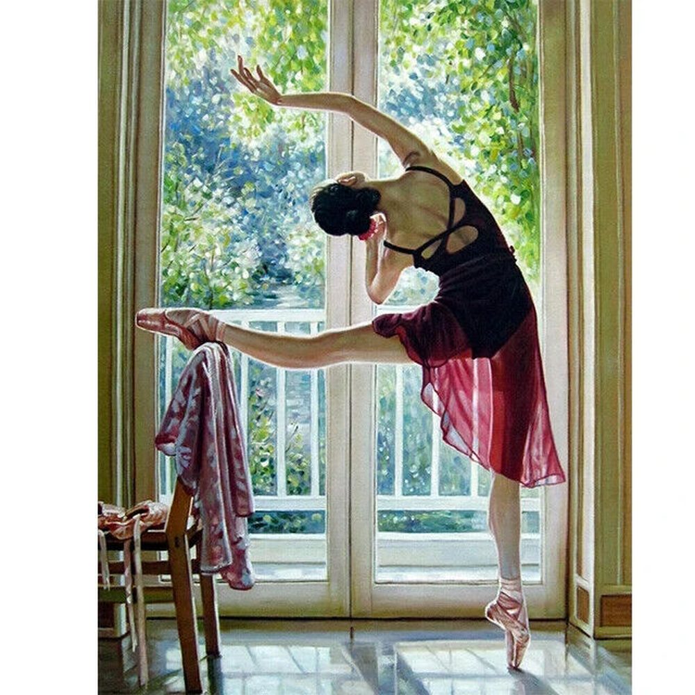 Modern Art Beautiful Ballerina By A Window Canvas Art Print 11.8" x 15.7" Home & Garden:Home Décor:Posters & Prints Style Your Walls